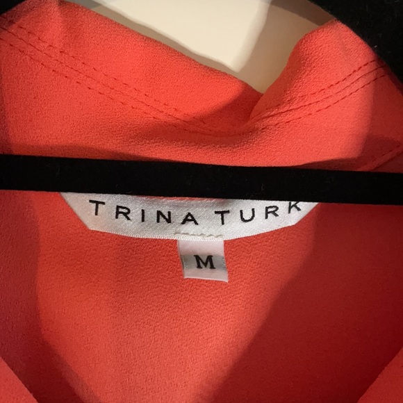 Trina Turk Deep Coral SZ M Zippered Top - Picture 3 of 7